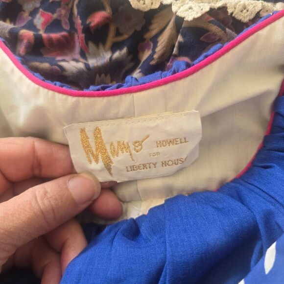 Mamo Howell for Liberty House Vtg. MuuMuu, Wht/Blue/Pink Floral, 3/4 Slv. EUC, L - Picture 13 of 16